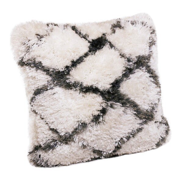 Shag 07753WLT White/Black Lattice Pillow - Rug & Home