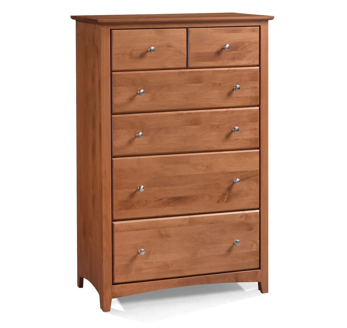 Shaker 6 Drawer Tall Chest - Rug & Home- Natural (N) / Nickel (-N)