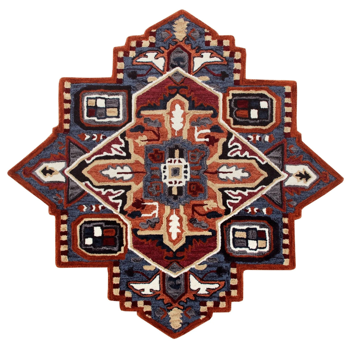 Shapes Lr50924 Blue/Red/Orange/White Rug - Rug & Home