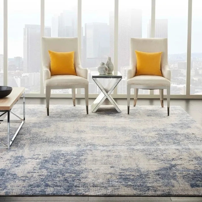 Silky Textures SLY01 Ivory/Blue Rug - Rug & Home