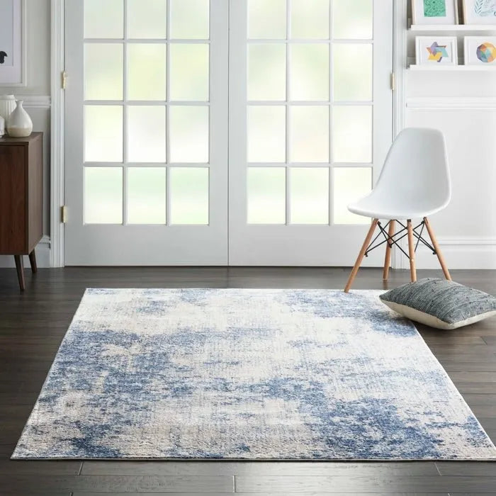 Silky Textures SLY01 Ivory/Blue Rug - Rug & Home