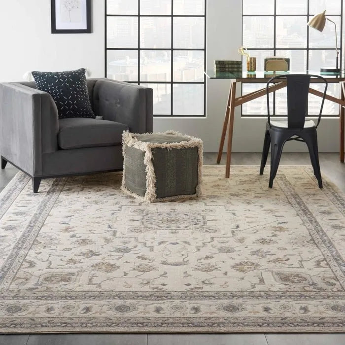 Silky Textures SLY08 Ivory/Grey Rug - Rug & Home