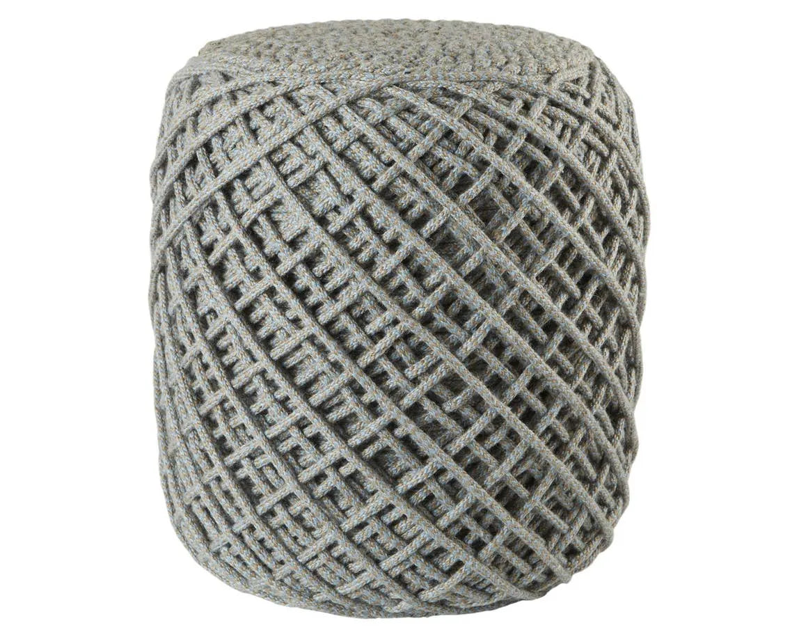 Skandi SKA02 Grey/Blue Pouf - Rug & Home