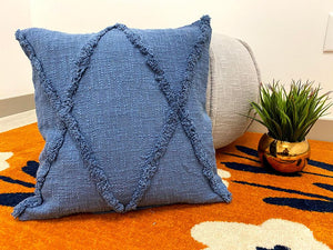 Solid Denim Blue Diamond Tufted LR07324 Throw Pillow - Rug & Home