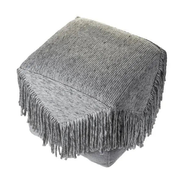 Solid Gray Tasseled  LR99760 Pouf