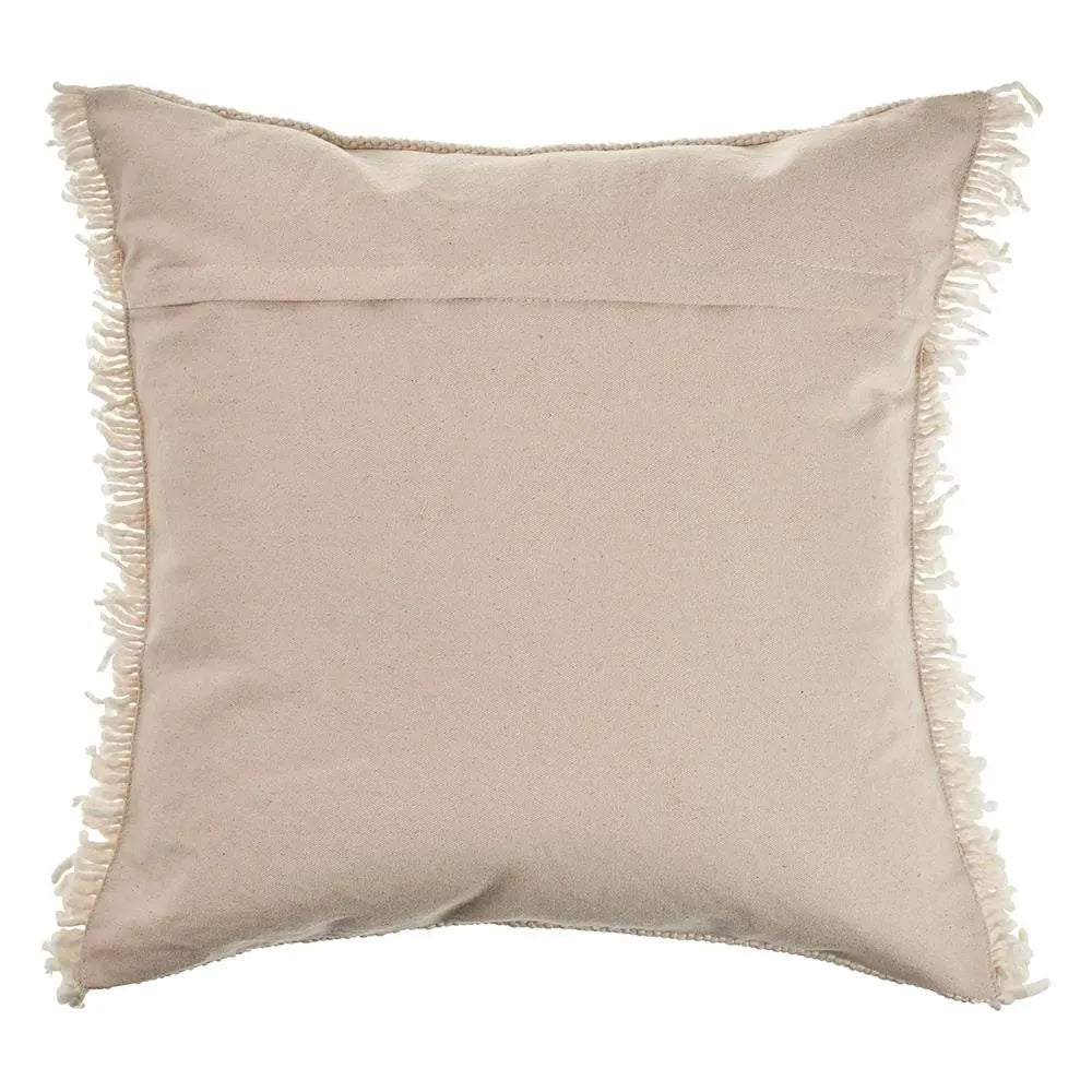 Solid Ivory Woven with Fringe LR07519 Throw Pillow