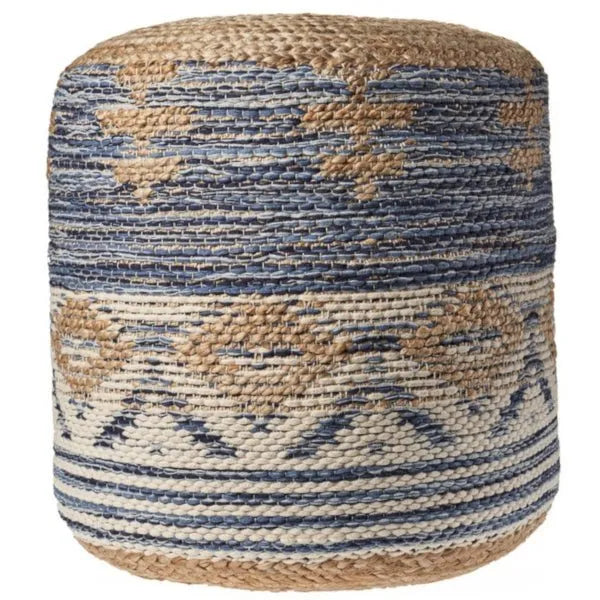 Spruce 99756NNV Natural Navy Pouf - Rug & Home