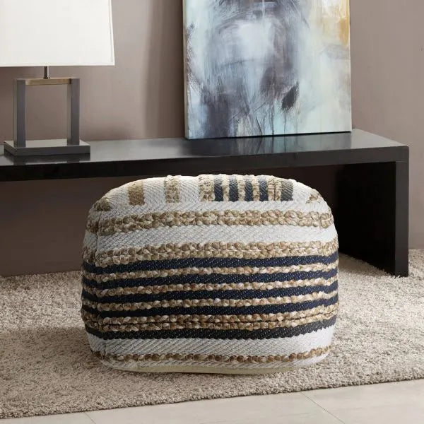 Spruce 99757NBK Natural/Black Pouf - Rug & Home