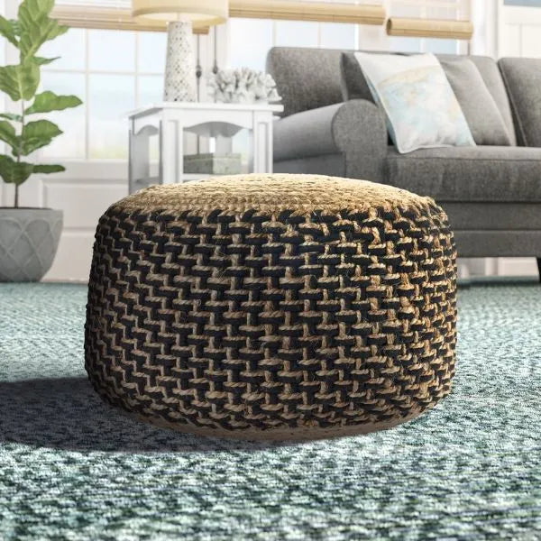 Spruce 99761NBK Natural/Black Pouf - Rug & Home