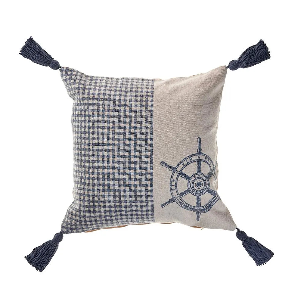 Steer the Way Nautical Gingham LR07484 Throw Pillow - Rug & Home