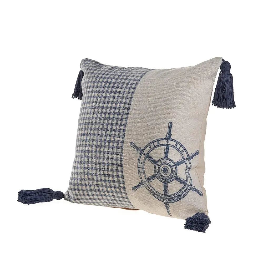 Steer the Way Nautical Gingham LR07484 Throw Pillow