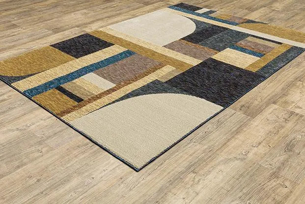 Strada Str01 Gold/Blue Rug - Rug & Home