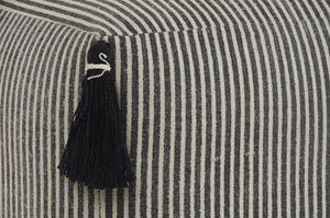 Striped Gray with Tassels LR99763 Pouf - Rug & Home