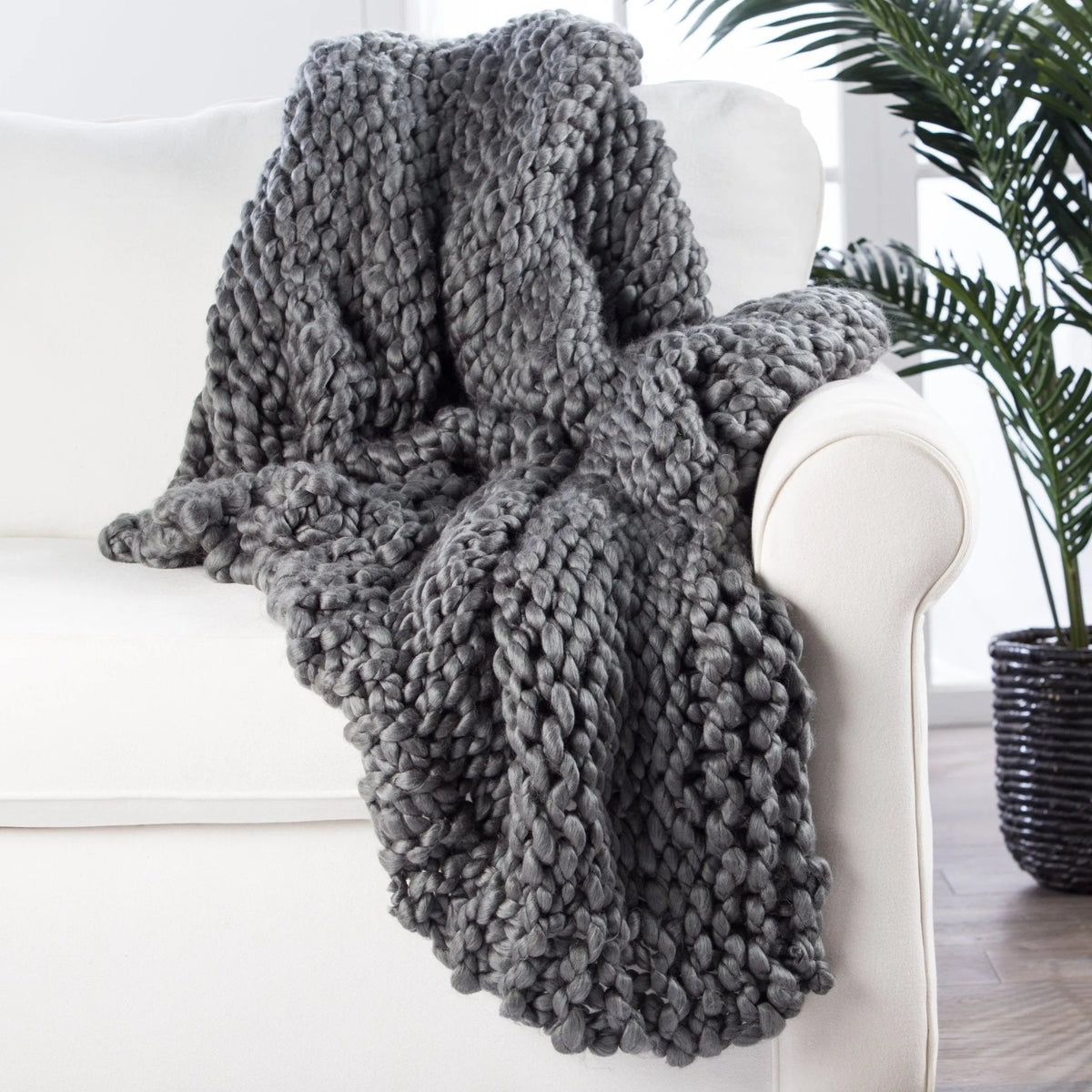 Sublime By Nikki Chu SBK08 Aya Gray Throw Blanket - Rug & Home