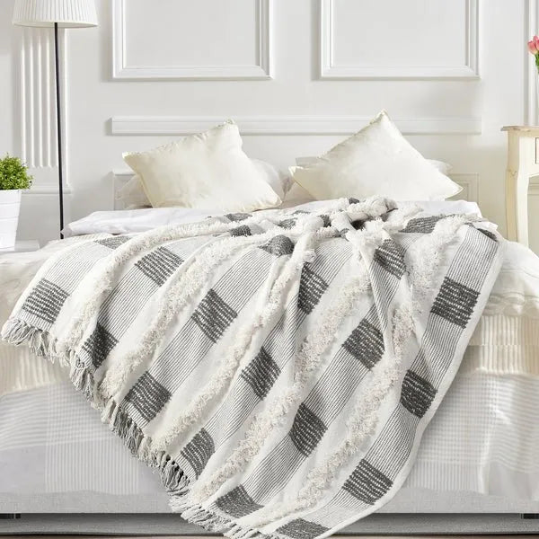 Sundry 80273SWT Sharkskin/White Throw Blanket - Rug & Home