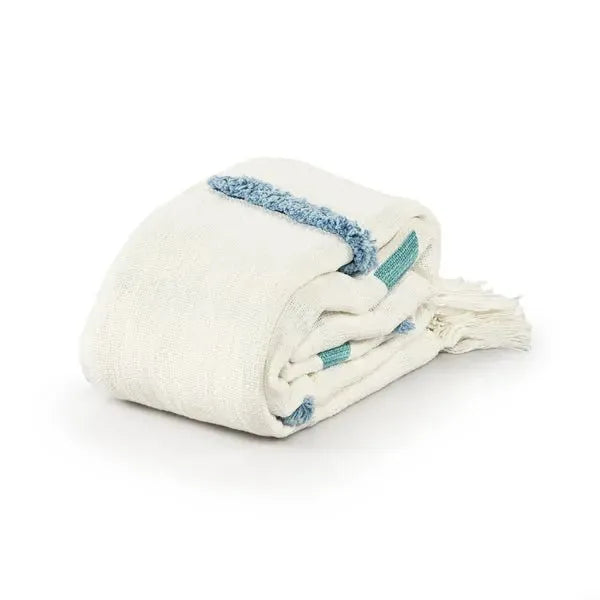Sundry 80274AHW Aqua Haze/White Throw Blanket