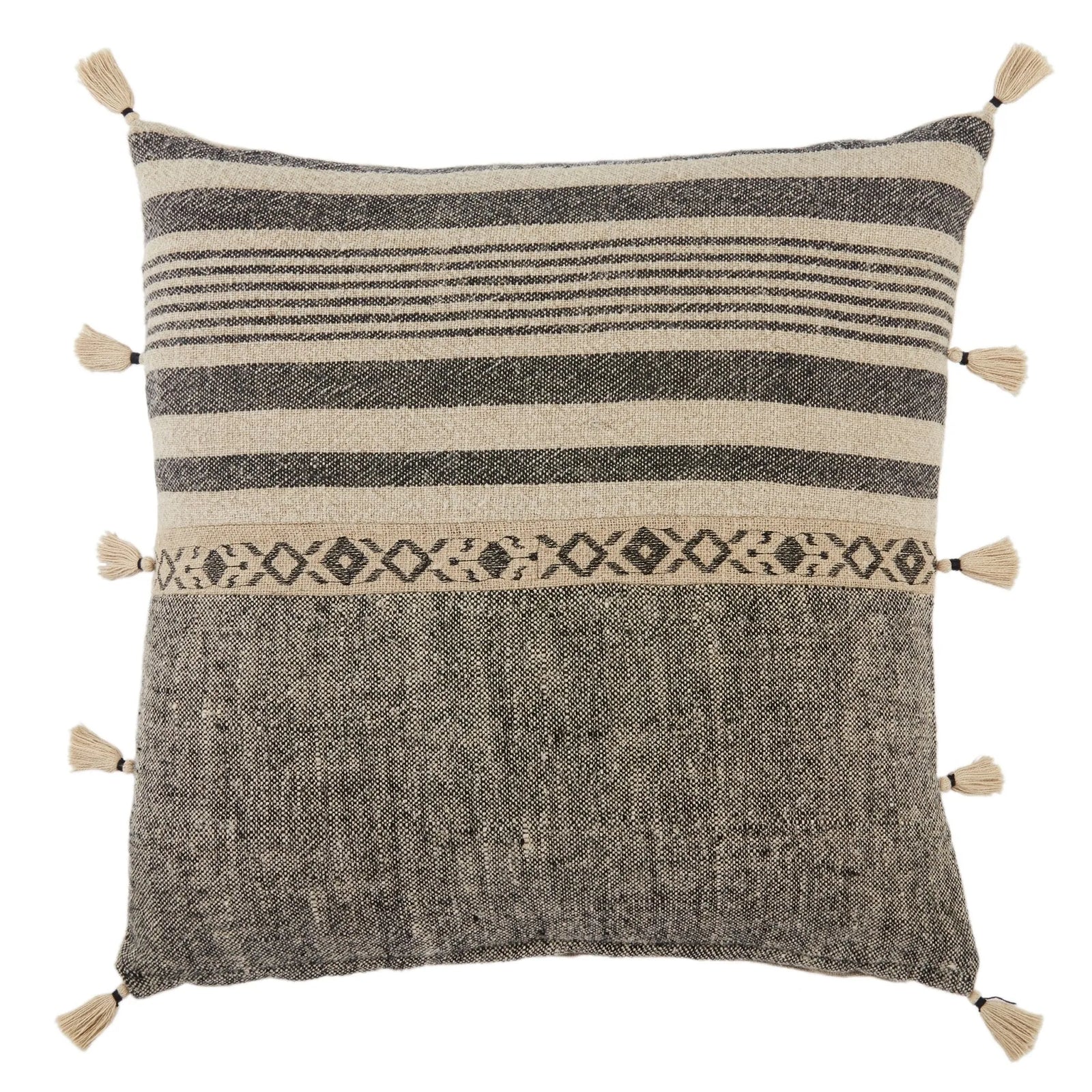 Taiga Tga04 Ikal Beige/Dark Gray Pillow - Rug & Home