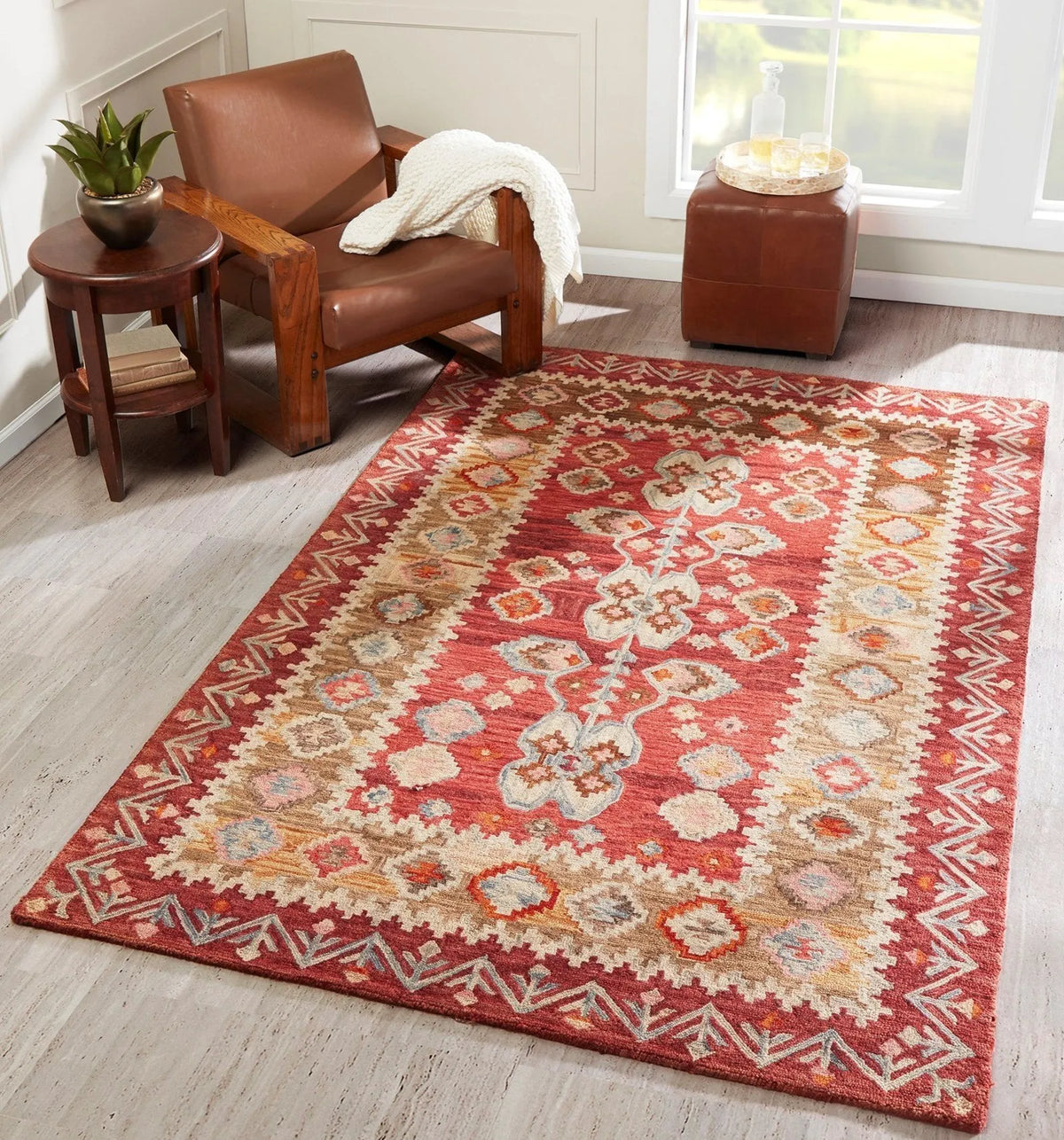 Tangier TAN 1 Red Rug - Rug & Home