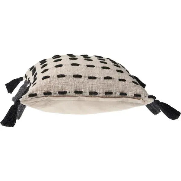 Tasseled Black and Cream Modern  LR07463 Throw Pillow