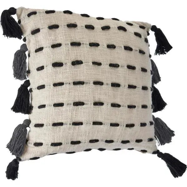 Tasseled Black and Cream Modern  LR07463 Throw Pillow