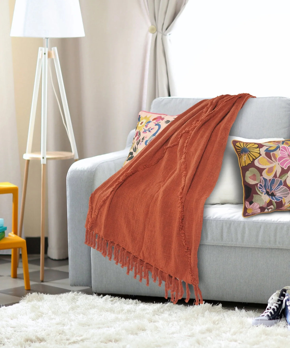 Terracotta Clay Tufted LR80177 Throw Blanket - Rug & Home