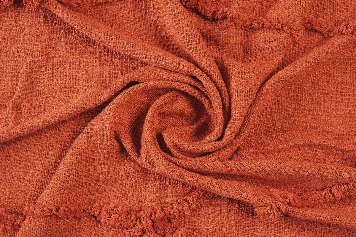 Terracotta Clay Tufted LR80177 Throw Blanket - Rug & Home