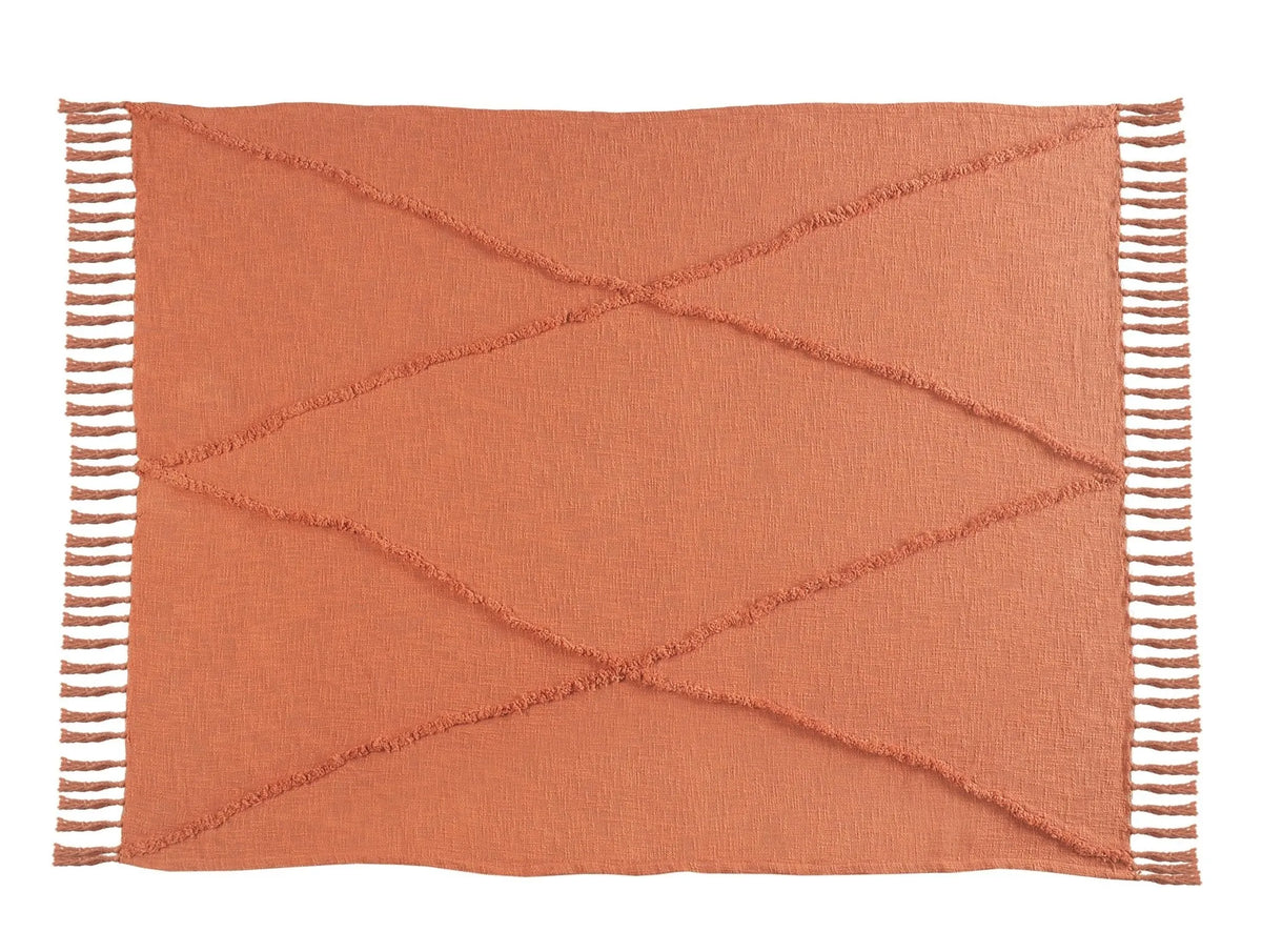 Terracotta Clay Tufted LR80177 Throw Blanket - Rug & Home