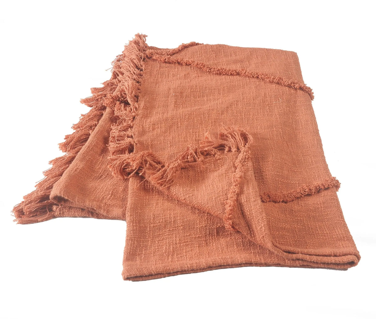 Terracotta Clay Tufted LR80177 Throw Blanket - Rug & Home