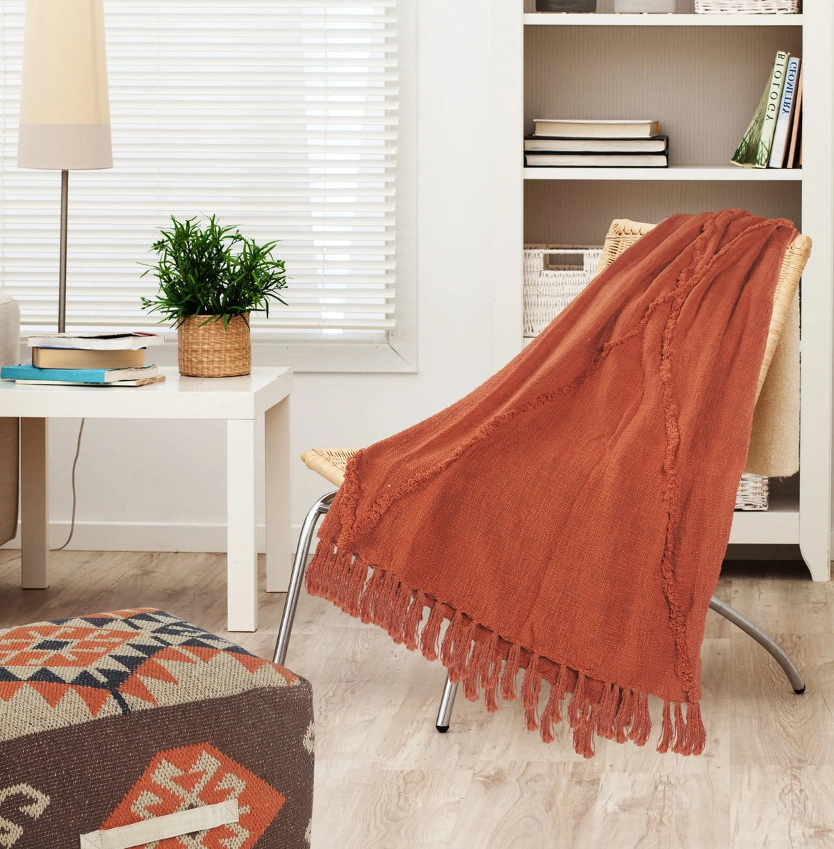 Terracotta Clay Tufted LR80177 Throw Blanket - Rug & Home