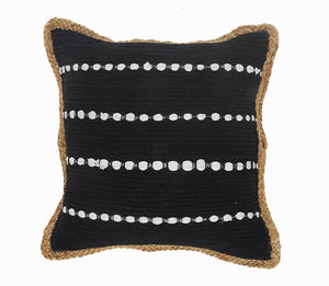 Textured Black and White Bordered LR09949 Throw Pillow - Rug & Home