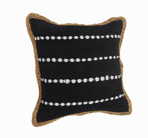 Textured Black and White Bordered LR09949 Throw Pillow - Rug & Home