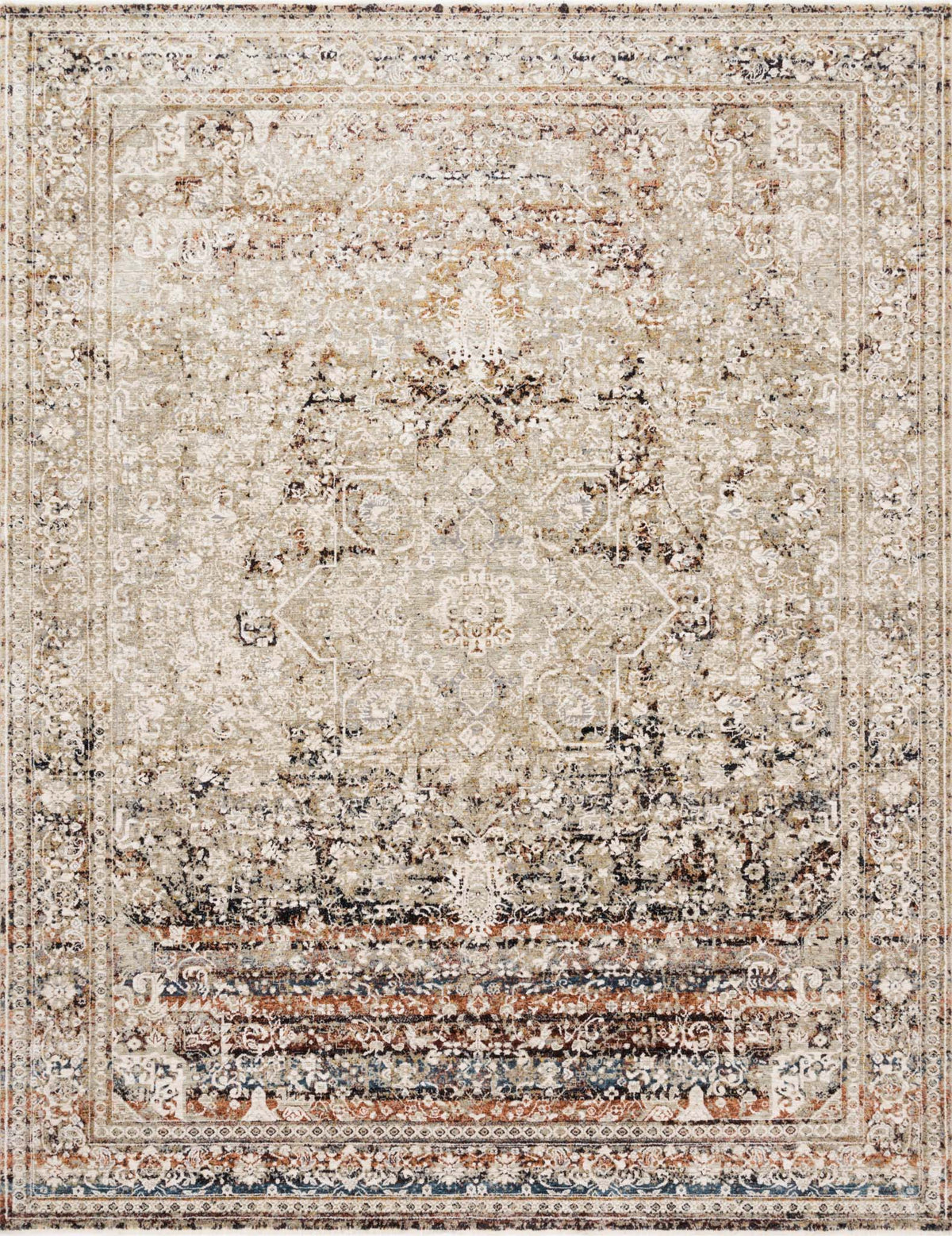 Theia THE-05 Taupe/Brick Rug - Rug & Home