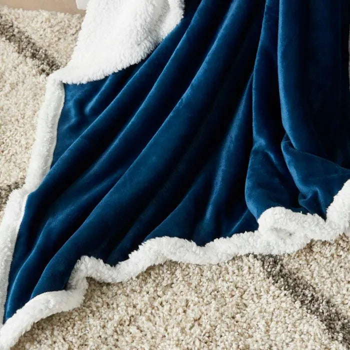 Throw Blankets SN102 Navy Throw Blanket - Rug & Home