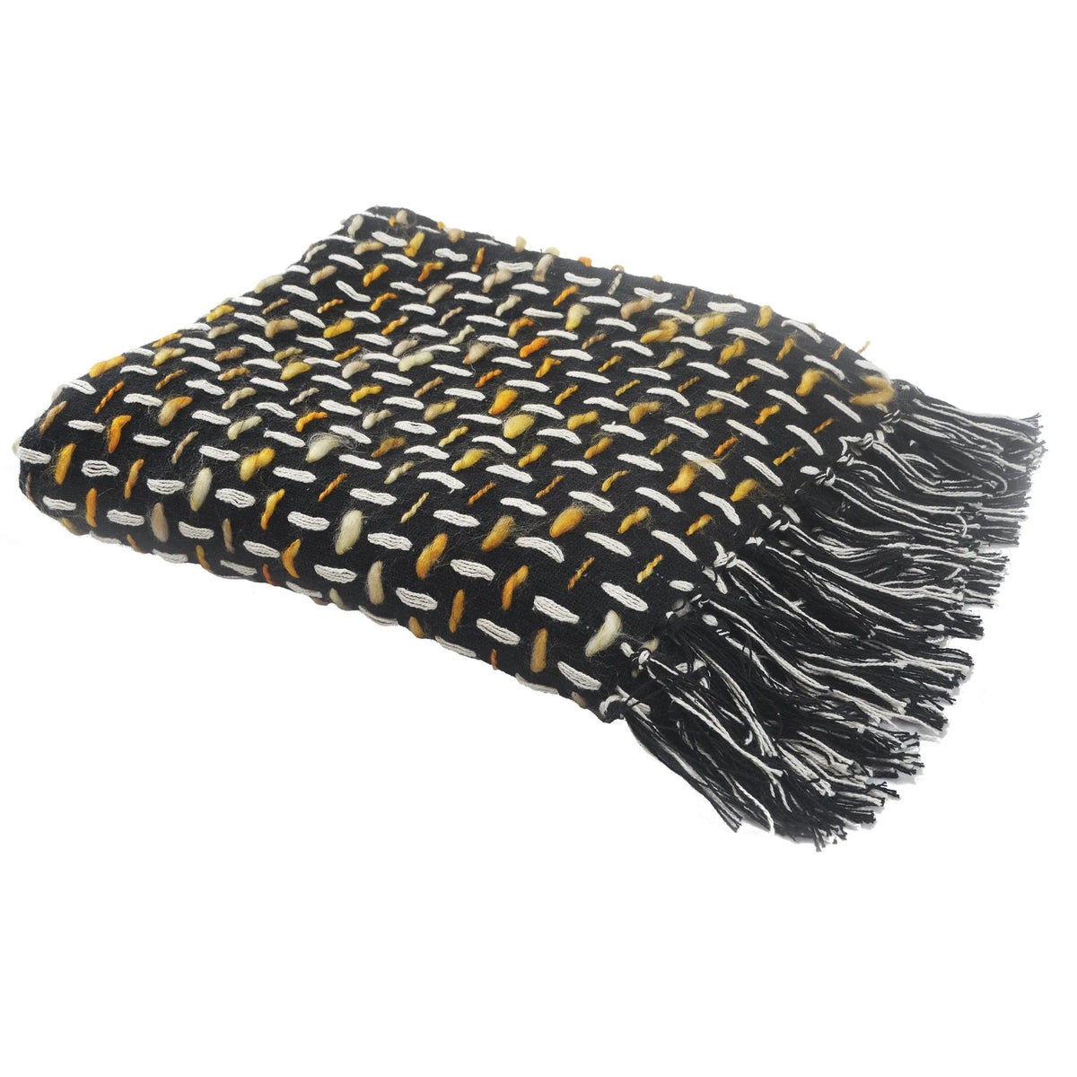 Throws Lr80189 Black/Gold Throw Blanket - Rug & Home