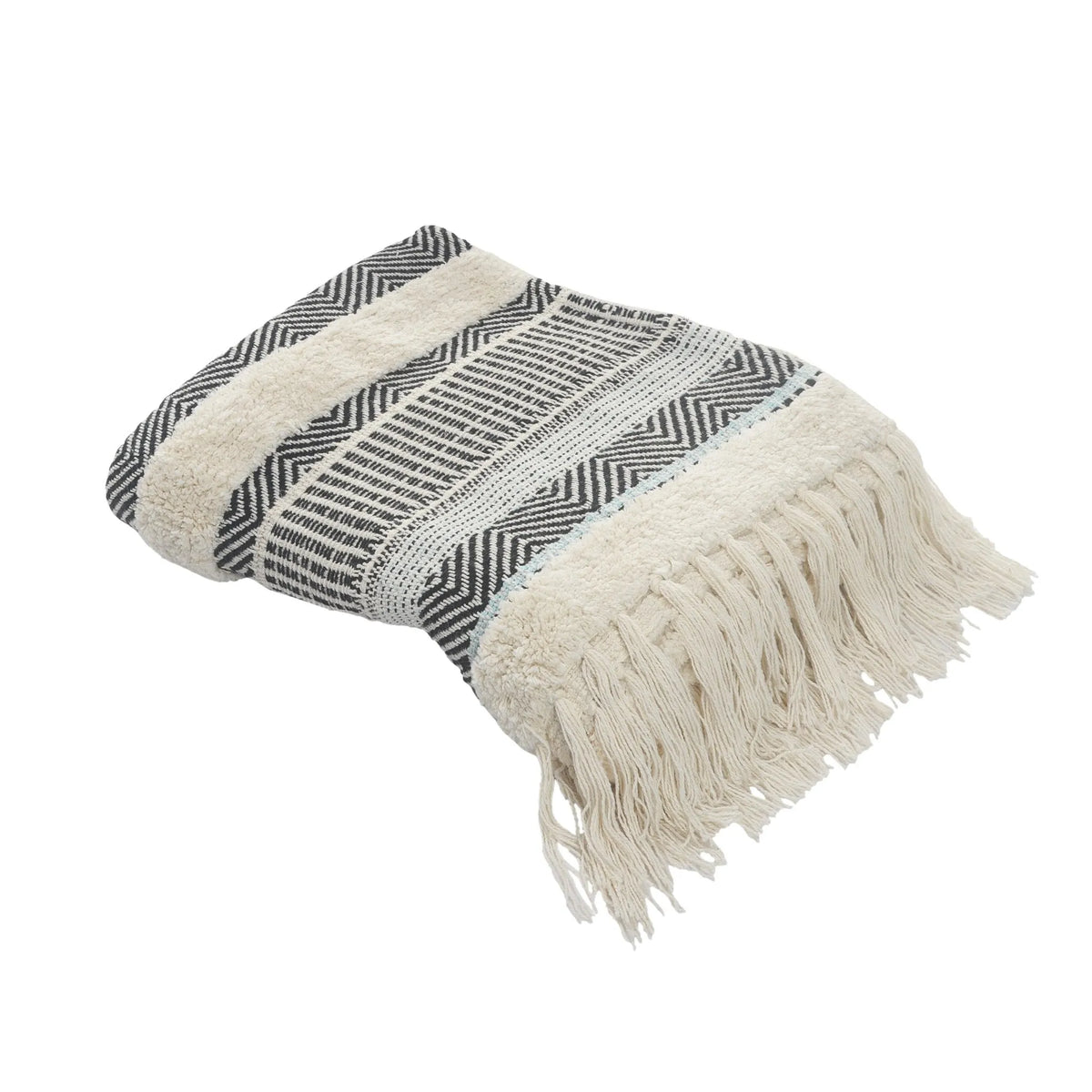 Throws Lr80193 Blue/Cream Throw Blanket - Rug & Home