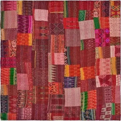 Tonal Maroon Kantha LR80157 Throw Blanket
