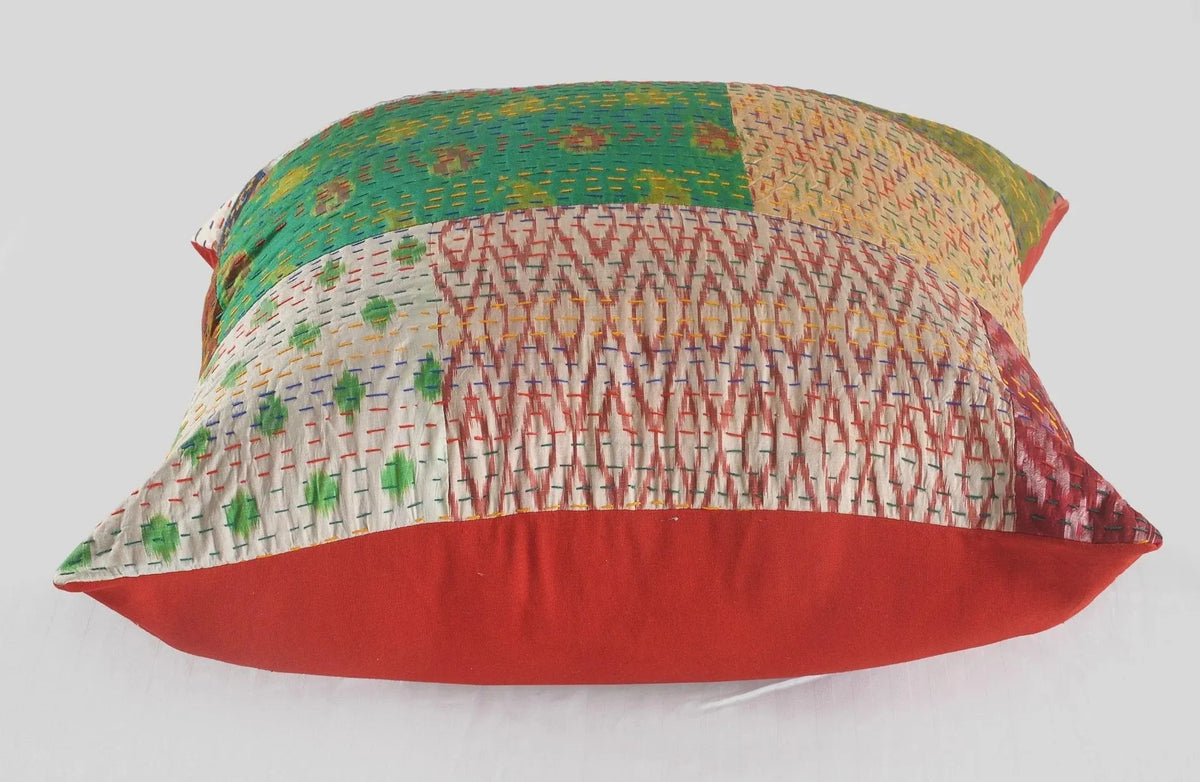 Traditional Patola Kantha LR07382 Throw Pillow