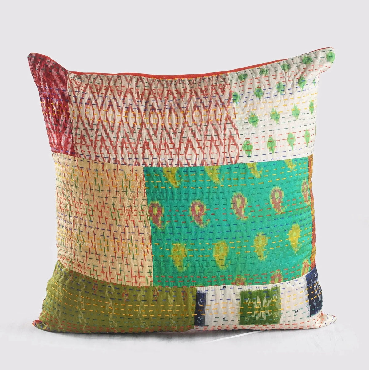 Traditional Patola Kantha LR07382 Throw Pillow