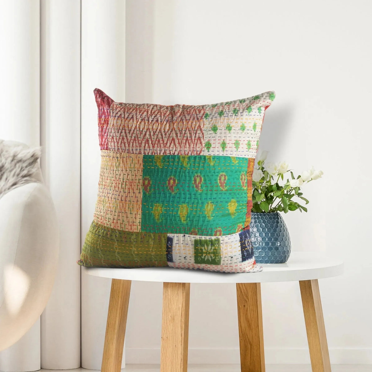 Traditional Patola Kantha LR07382 Throw Pillow