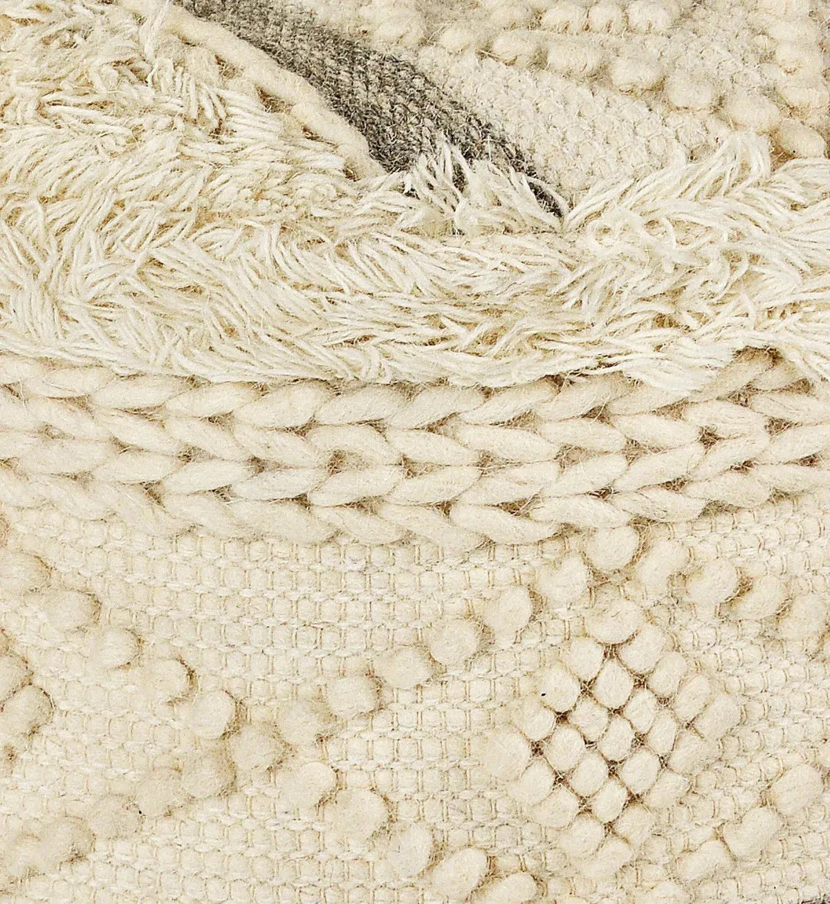 Tufted Off-White and Gray Scandinavian LR99758 Pouf