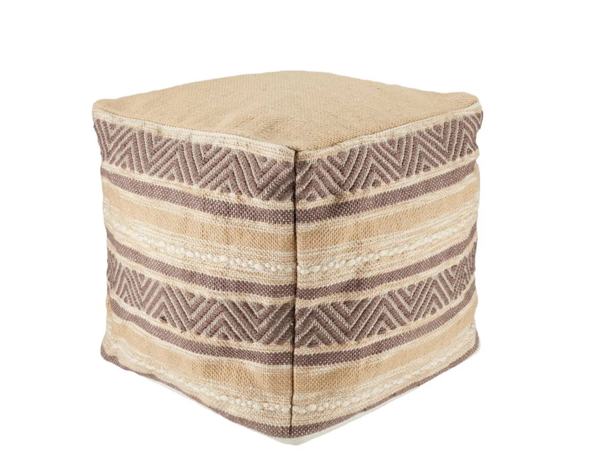 Vilano VLA01 Beige/Grey Pouf - Rug & Home