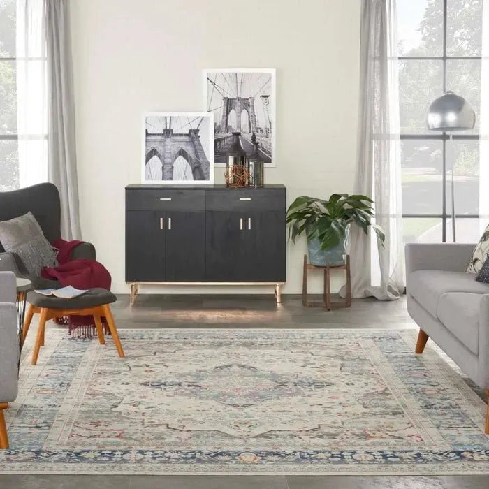 Vintage Kashan VKA07 Ivory Blue Rug