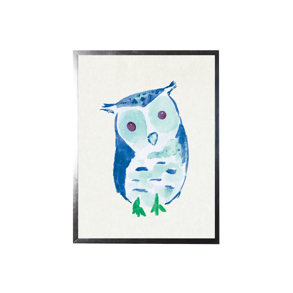 Watercolor Blue Owl Framed Art - Rug & Home