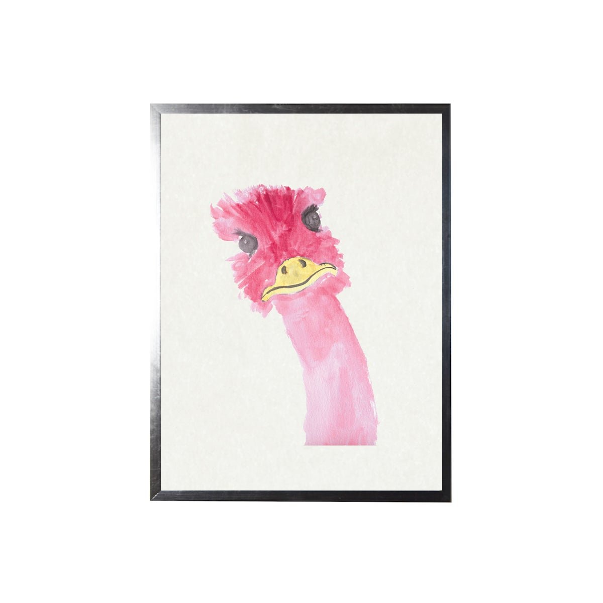 Watercolor Pink Emu Framed Art - Rug & Home