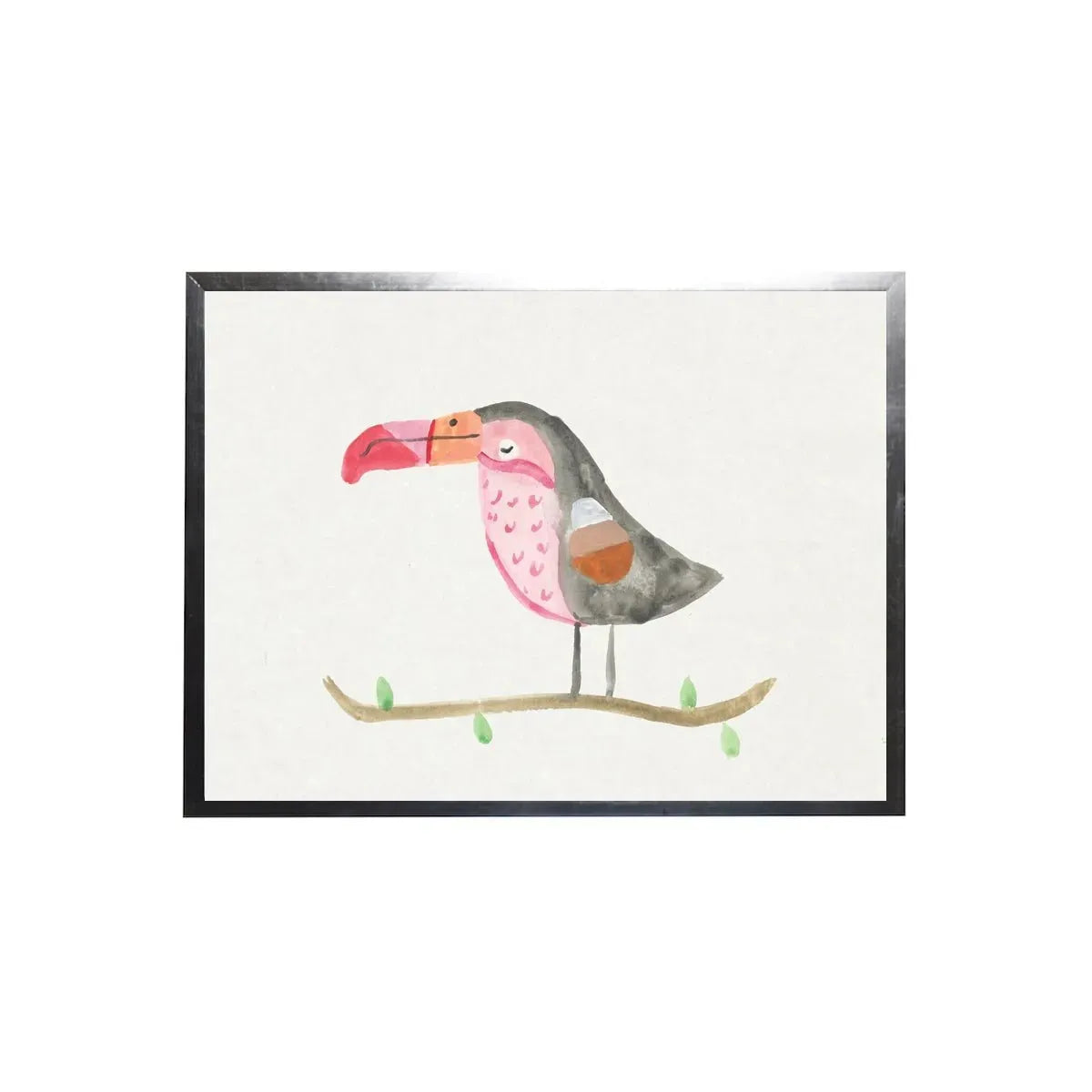 Watercolor Pink Toucan Framed Art