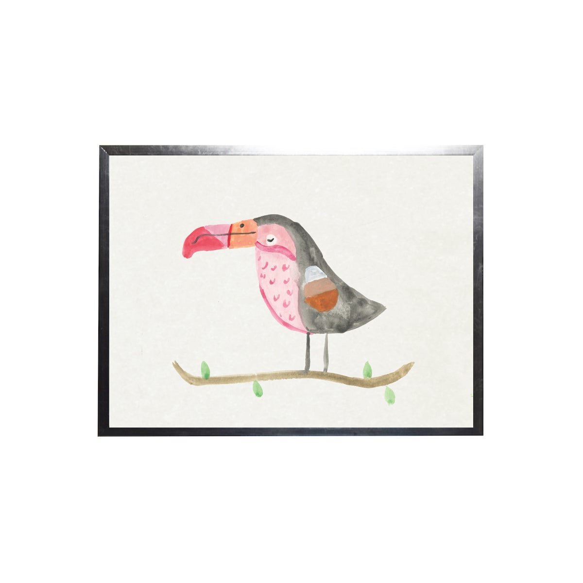 Watercolor Pink Toucan Framed Art - Rug & Home