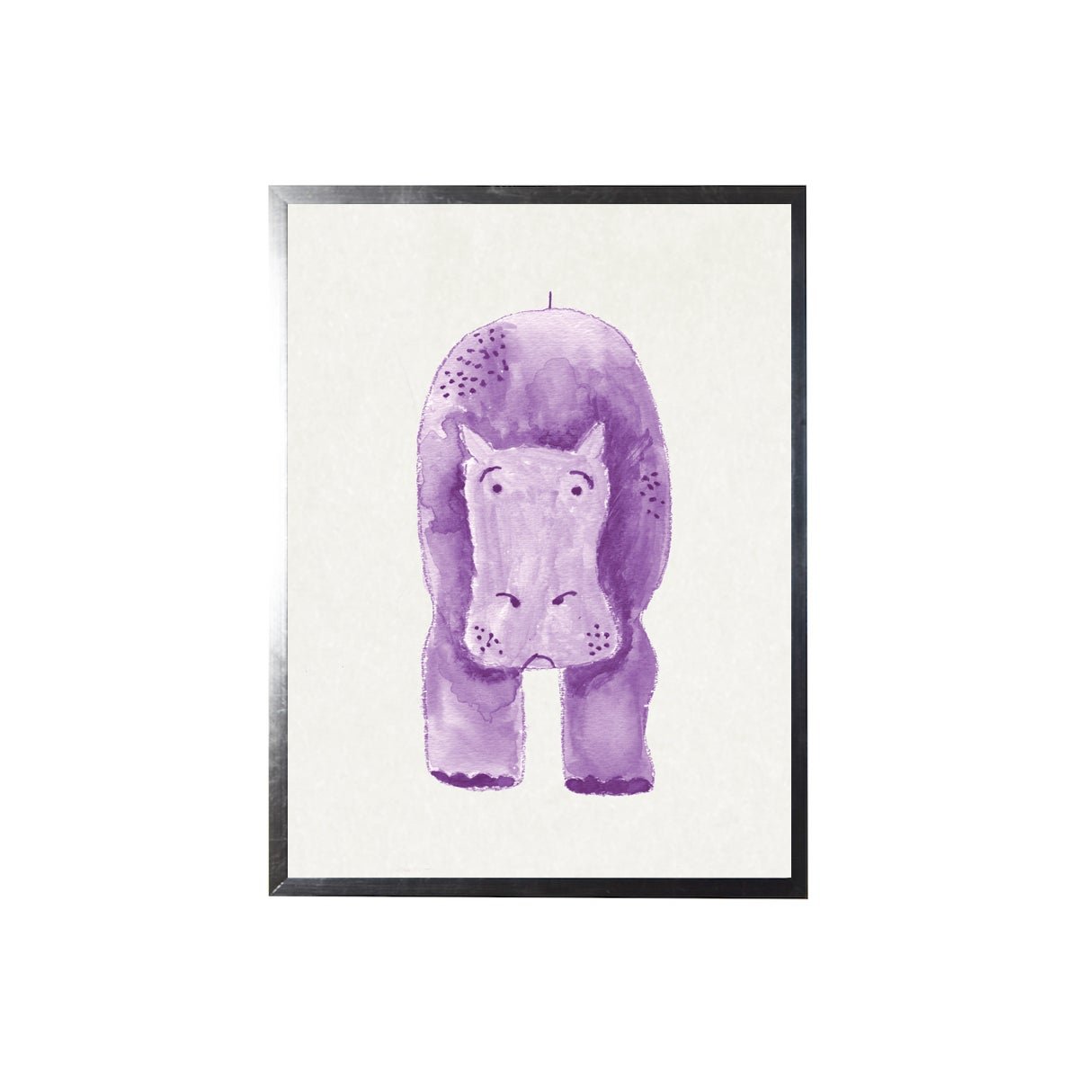 Watercolor Purple Hippo Framed Art - Rug & Home