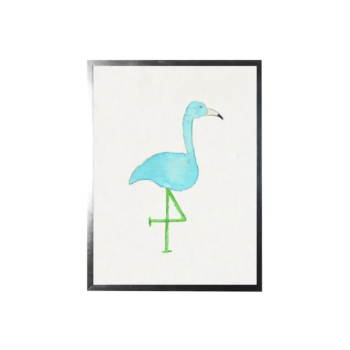 Watercolor Turquiose and Green Flamingo Framed Art