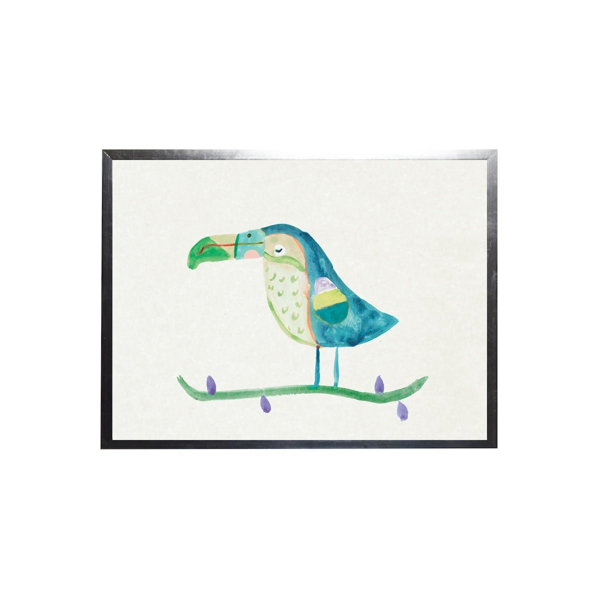 Watercolor Turquiose Tucan Framed Art - Rug & Home