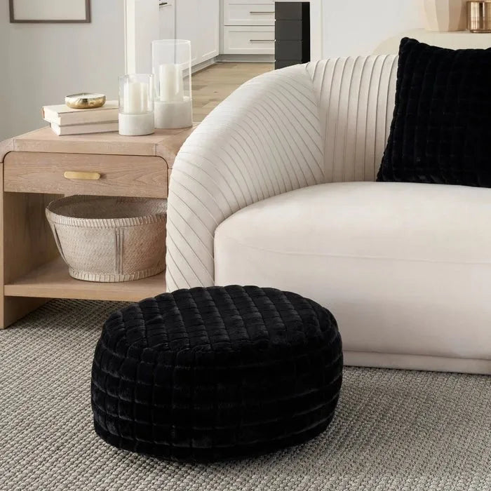 Waverly Pillows RD123 Black Pouf - Rug & Home